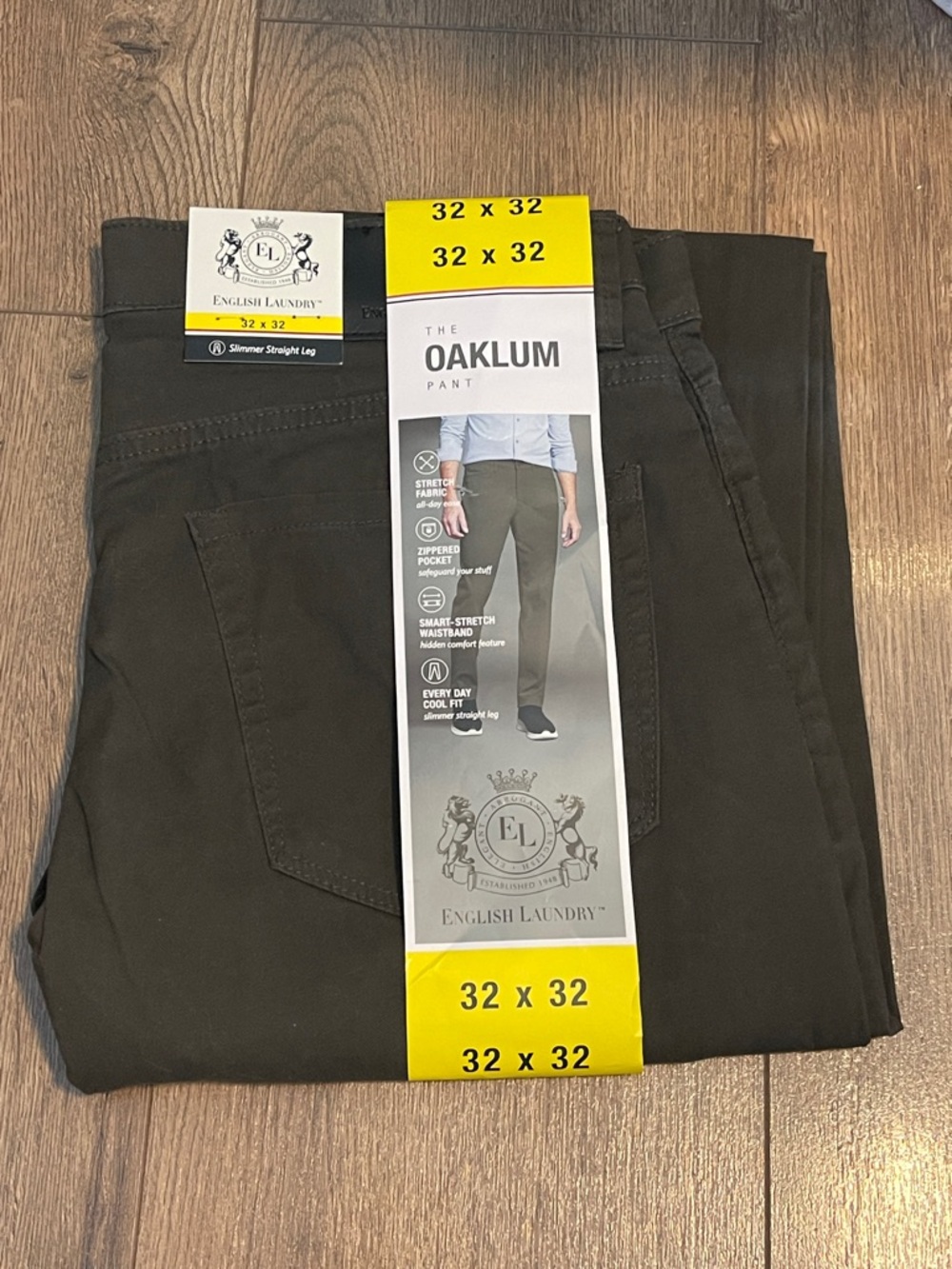 NWT English Laundry mens The Oaklum 5 pocket pants green 32 X 32 Olive Green